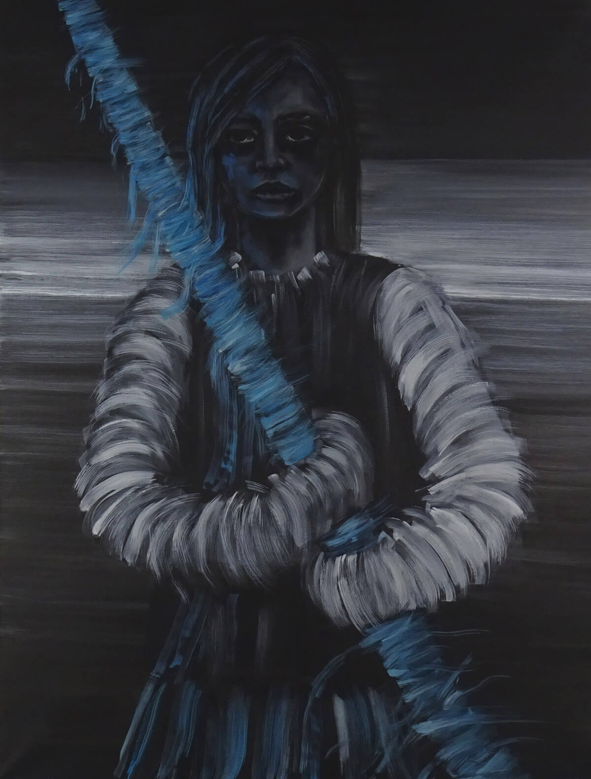 La guerrière de la mer 2020 huile sur toile 97x130 cm