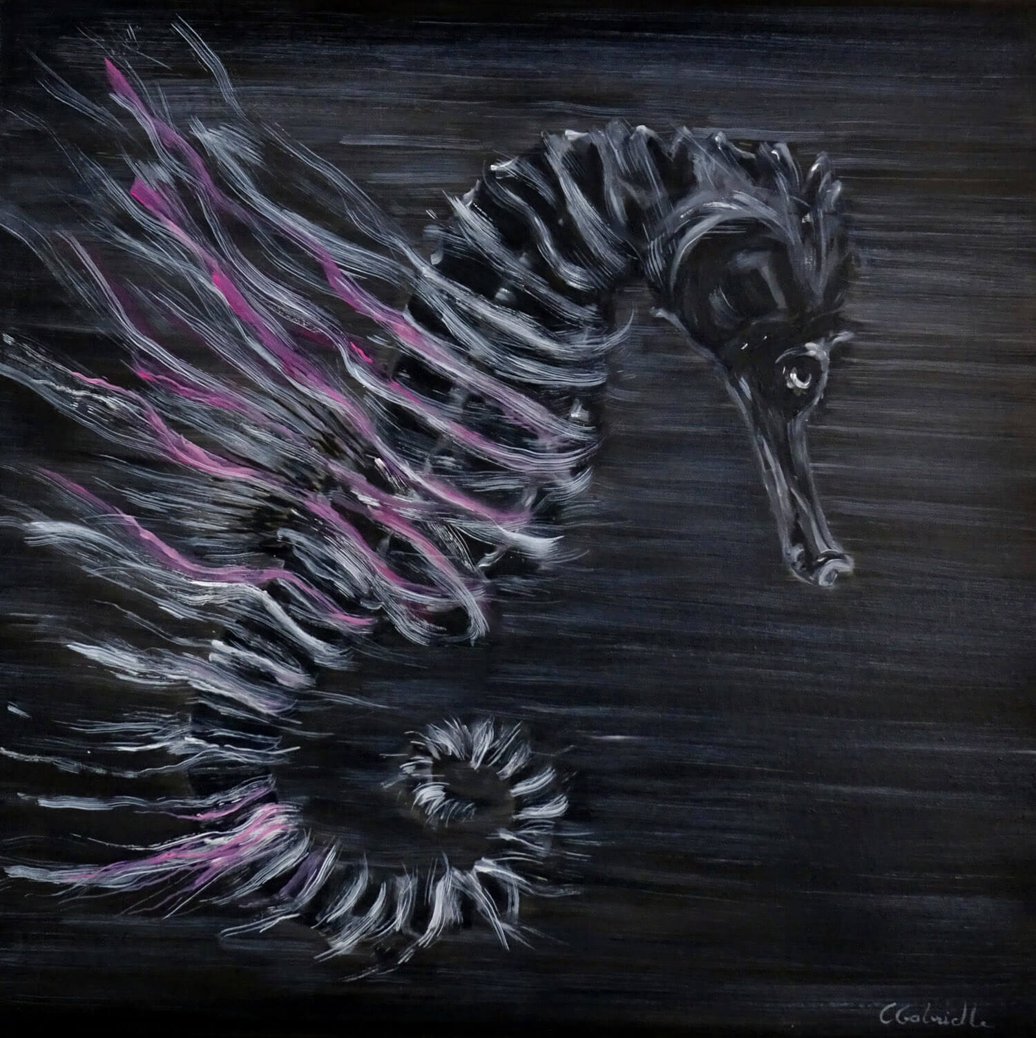 L'hippocampe 2021 huile sur toile 80x80 cm