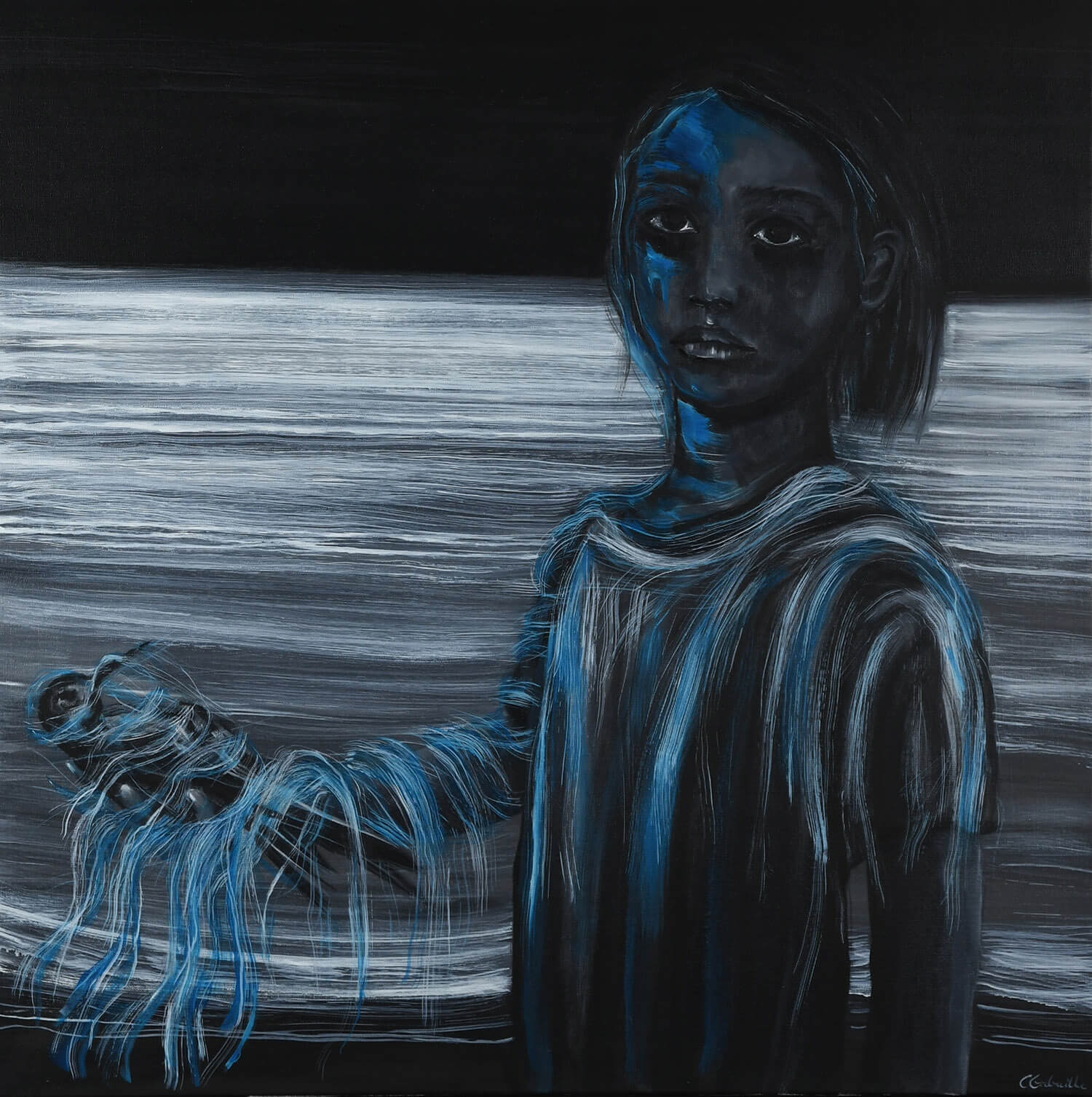 L'oiseau (2) 2021 huile sur toile 80X80 cm